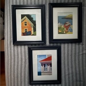 Elegant Blue Framed Art Prints Trio